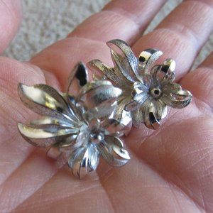 Vintage Sterling Floral Screw Back Earrings